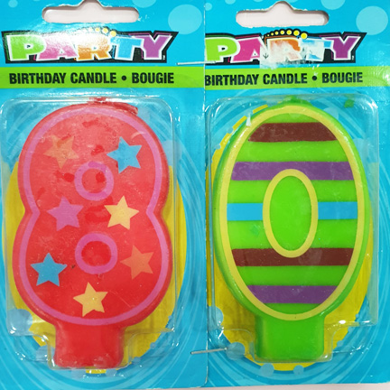 PROMO Number 8 and 0 Colourful Candle Set